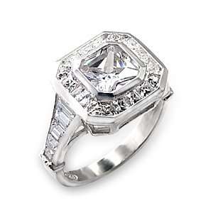   Inspired CZ Rings   Princess Cut Bezel Setting CZ Engagement Ring