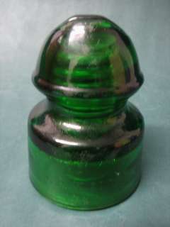 Antique Emerald Glass Insulator S.A.F.N.V f/Uruguay  