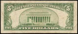 1928 E $5 DOLLAR BILL BIG RED STAR UNITED STATES LEGAL TENDER NOTE Fr 
