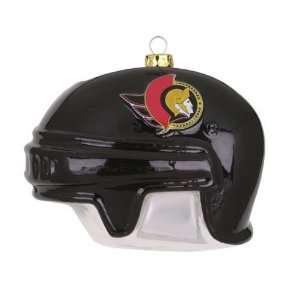 Pack of 2 NHL Ottawa Senators Blown Glass Helmet Christmas Ornaments 4 
