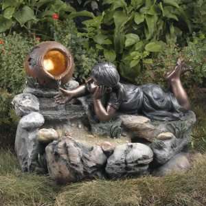  Giocoso Playful Outdoor Rock Water Fountain with Light 