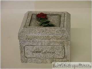 NEW Stone Resin Memory Box With Rose and Verse  