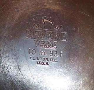 Vintage Revere Ware Stainless Copper Bottom Skillet 10  
