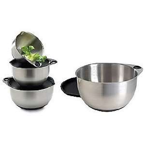 Pampered Chef Set of 4 Stainless Mixing Bowls with Seals