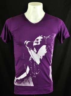 Neck Purple Janis Joplin Retro Punk Rock T Shirt XL  