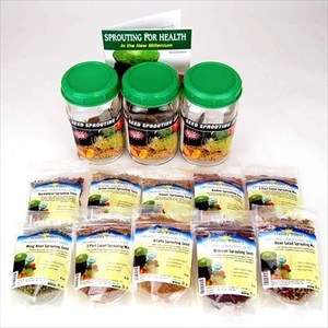JAR SPROUTING KIT  SPROUTER JARS & LIDS, ORGANIC SPROUTING SEEDS 