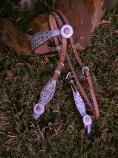 BRIDLE WESTERN LEATHER HEADSTALL CLEAR HAIR ON TACK  