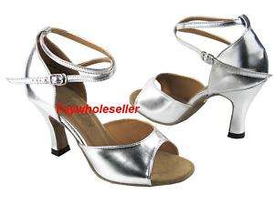 Ladies Latin Ballroom Salsa Silver Dance Shoes G213  