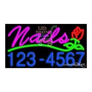  Nails with Custom Phone Number Neon Sign