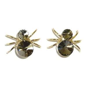  Grey Crystal Spider Pierced Earrings Jewelry