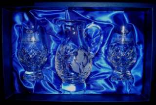 MACALLAN SCOTCH WHISKY GLENCAIRN CUT CRYSTAL IONA PITCHER & TWO GLASS 