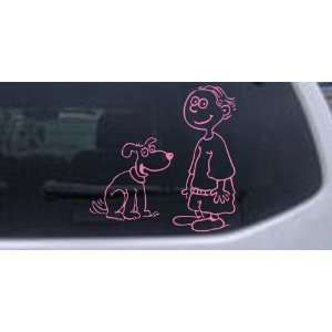 Pink 10in X 10.0in    Child With Dog Stick Family Car Window Wall 