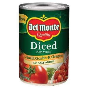 Del Monte Diced Tomatoes with Basil, Garlic & Oregano, No Salt Added 