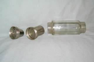 Rare Double Ended Sugar Shaker Depression Clear Glass Metal Ends 