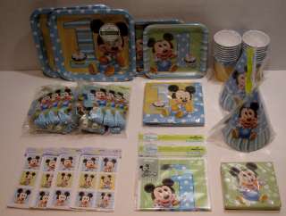 Mickey 1st Birthday Party Stickers 32 Plates Napkins 16 Cups Bags 