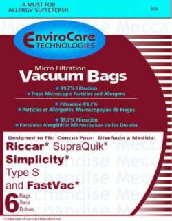 12 Vacuum Bags to fit Riccar Supraquick /Simplicity S  