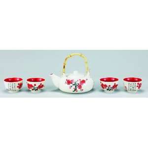  Tea Set Porcelain Plum Blossom 5pc