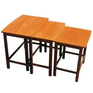 Vintage Danish Teak Nesting Side End Tables  