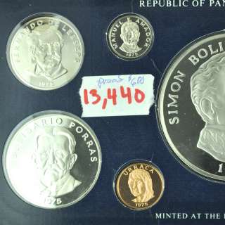   Nine Coin Proof Set   Centesimo 20 Balboas   Silver Coins 13440  