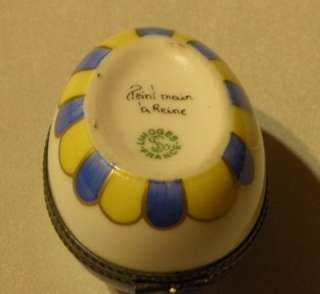 One Half white & blue Egg no.161 Porcelain Limoges Box  