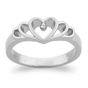   Plated Sterling Silver Diamond Heart Engraved Promise Ring 10 Jewelry