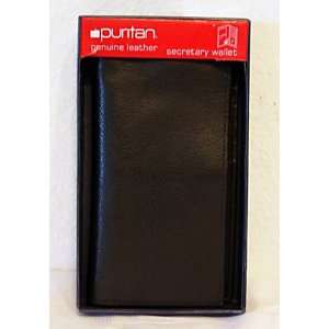  Puritan Secretary Wallet Genuine Leather Black 