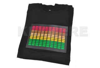 Sound Activated Light Up And Down DJ Disco Dancing LED EL T Shirt Size 