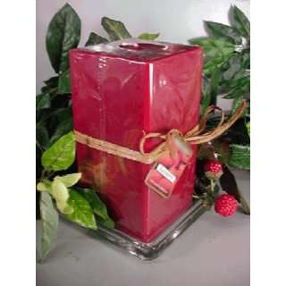  Raspberry Berry Scented Square Pillar Candle 26 Oz.