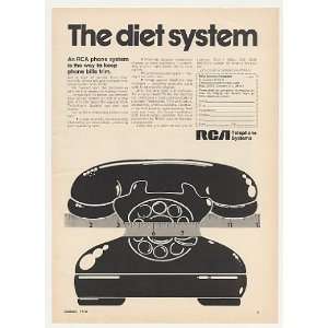  1972 RCA Hotel Motel Telephone System Diet Phone Print Ad 