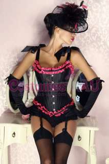 Burlesque Steel Boned Moulin Rouge Corset Lace Up Dress Up Costume 