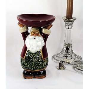   Ceramic Santa Holding Up Treat Dish   7 inches Tall