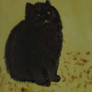   Black Persian Cat Decorative Ceramic Wall Art Tile 6x6