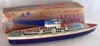 Vintage Tin Litho Friction Ship Luxury Liner Marx w Box  