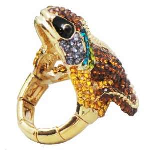 Designer Inspired 3D Amber Gecko Lizard Ring   Adjustable Band & Gift 
