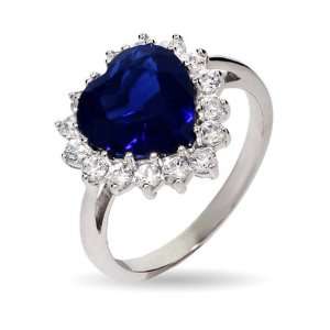 Heart of the Ocean Heart Shaped Sapphire CZ Engagement Ring Size 8 