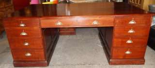 HUGE VICTORIAN PARTNERS PEDESTAL DESK  