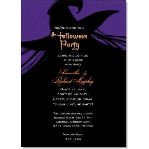   Silhouette of the Witch Purple Halloween Invitations