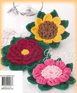 Wildflower Hot Pads & Towel Toppers, Annies crochet patterns  