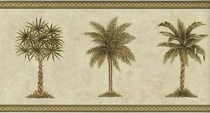 SIMPLY PALM TREES WITH A THATCH EDGE WALLPAPER BORDER 5812895  