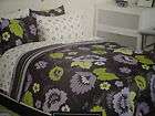   Grey Purple Lime Green TWIN XL DORM BED IN BAG Comforter 5pc SET