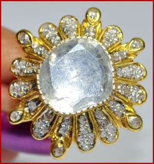 HUGE 5.20ct UNCUT/SINGLE CUT ESTATE DIAMOND 14k GOLD RING & PENDANT 