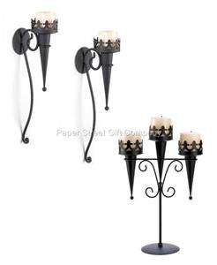   Iron CANDLEHOLDER Set~2 Wall SCONCES & Tabletop CANDELABRA Stand