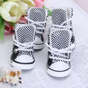   and White Check Pet Dog Boots Shoes Sneakers Size 2
