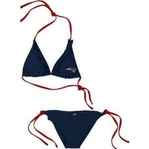   Womens Navy Ruffled String Bikini 