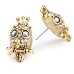    Betsey Johnson Tzarina Princess Owl Stud Earrings Jewelry