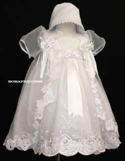 NEW INFANT Girl Christening Dress w/Bonnet Sz 0   4  