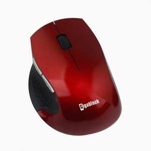 Wireless Optical Red Mouse w/ Ergonomic 5 Buttons, 800/1600 dpi for 