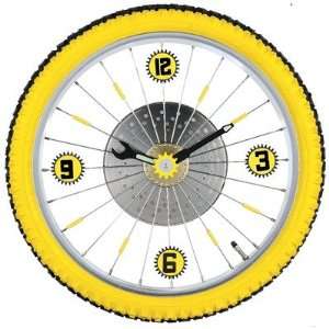   Clock LZXC 16 YL Bike Wall Clock with Rubber Tire in Yellow Baby