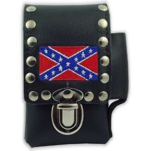  Rebel Confederate Flag Leather Cigarette & Lighter Case 