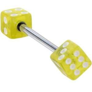  Barbell   Yellow Dice Tongue Ring Jewelry